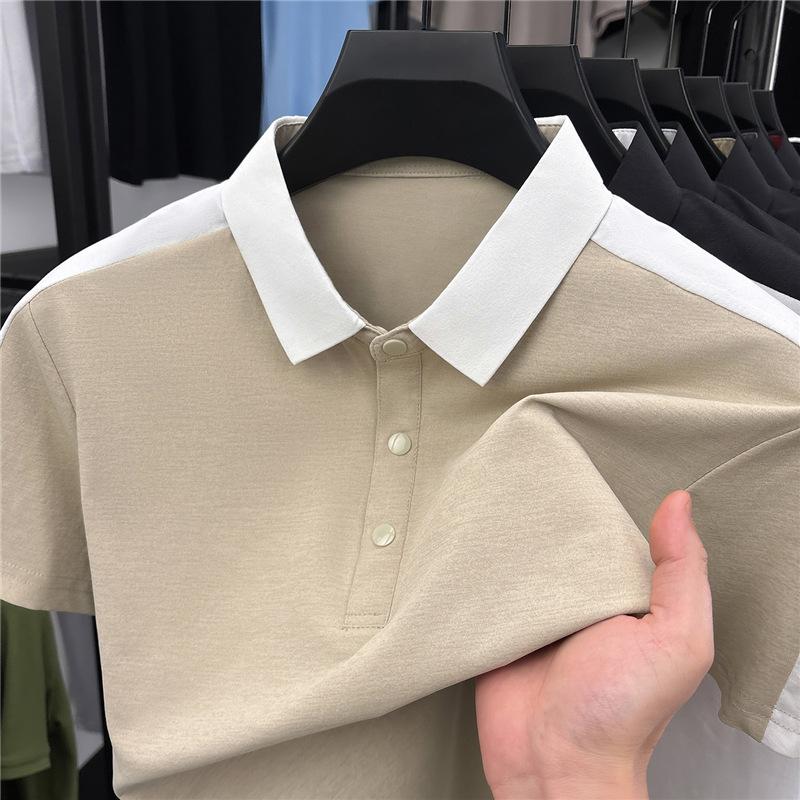 Summerpolo Casual Loose Fit Wind Lapel Collar Short Sleeve Versatile Top M легкие хаки