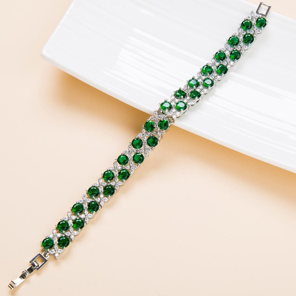 Green Diamond Copper Bracelet Women'S Niche Zircon Jewelry Temperament Jewelry
