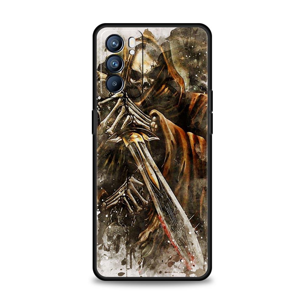 Grim Reaper Skull Skeleton Phone Case For Oppo Find X5 A54 A53 A52 A9 2020 A15 A95 A76 A74 A12 Reno7 SE Reno6 Pro Plus 5G Cover