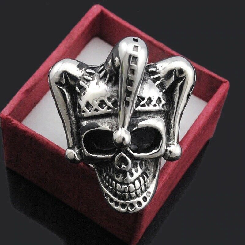 Retro Herren INS Überzogener Clown Dunkler Stil Geschenk Ring 12 white