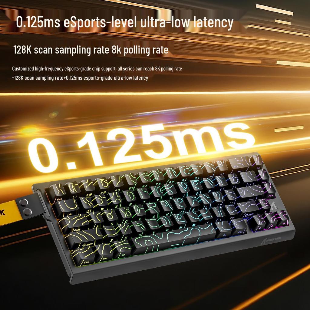 Manyetik Eksenli, Kenar Oymalı, Kablolu RGB, Ayarlanabilir Tuş Hareketi, E-spor için Düşük Gecikmeli Attack Shark X68HE Mekanik Klavye