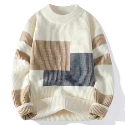 Sweaters Men Winter Korean Style Mens Warm Sweater Mens Fashion Sweaters Splicing Color Patterns Men's Wool Pullovers Male