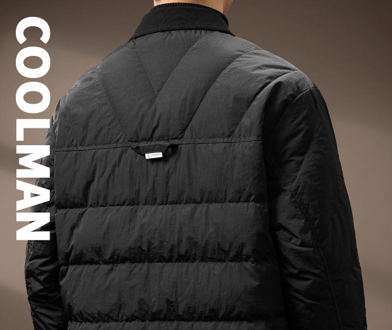 Men's 2024 Winter Loose-fit Shirt-style Jacket - White Duck Down, Lightweight, Plus Size Workwear
