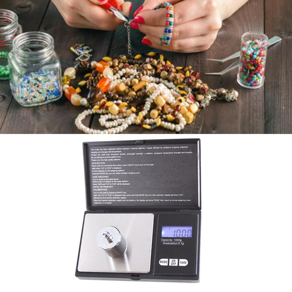 Digital Scale Backlit LCD Accurate Measurement Electronic Food Steelyard for Kitchen Jewelry 1000G