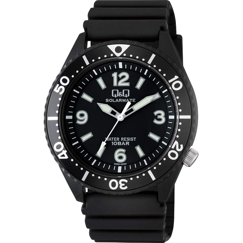 Citizen Q&Q Men s Solar Watch, 10 ATM Water Resistant, Analog, Urethane Strap, H064-001, Black