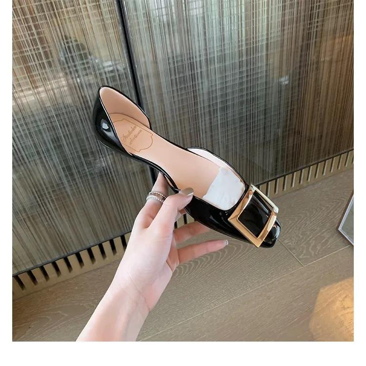 Sandals Low Heel Square Toe Heels for Women Office Shoes Low Heels Comfortable Shoes Leather Shoes Small Heels