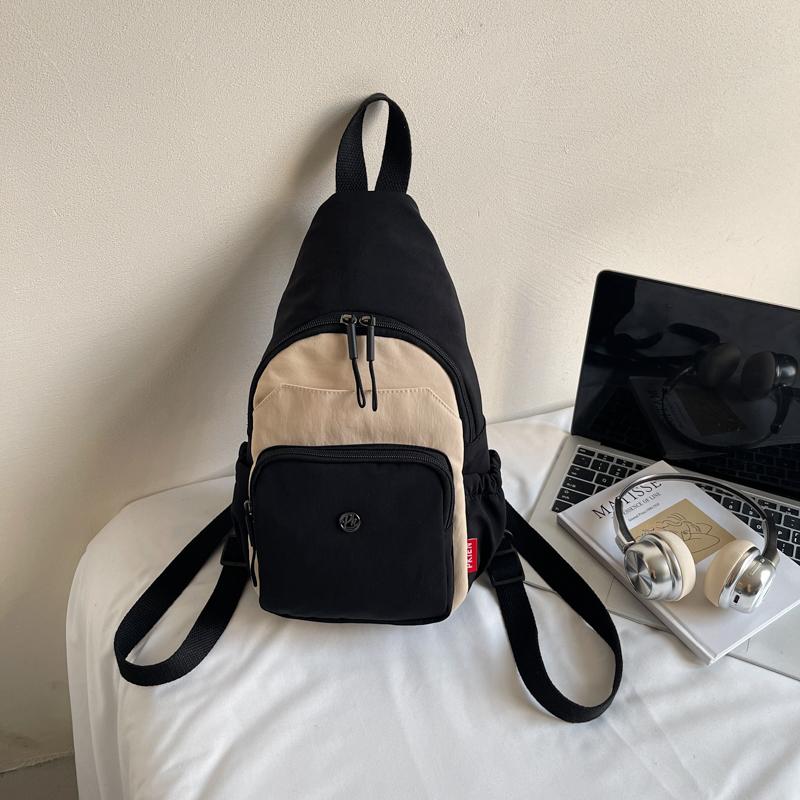 Damen Kleiner Rucksack Multifunktionale Brusttasche Kontrastfarbe Outdoor Schulter Umhängetasche