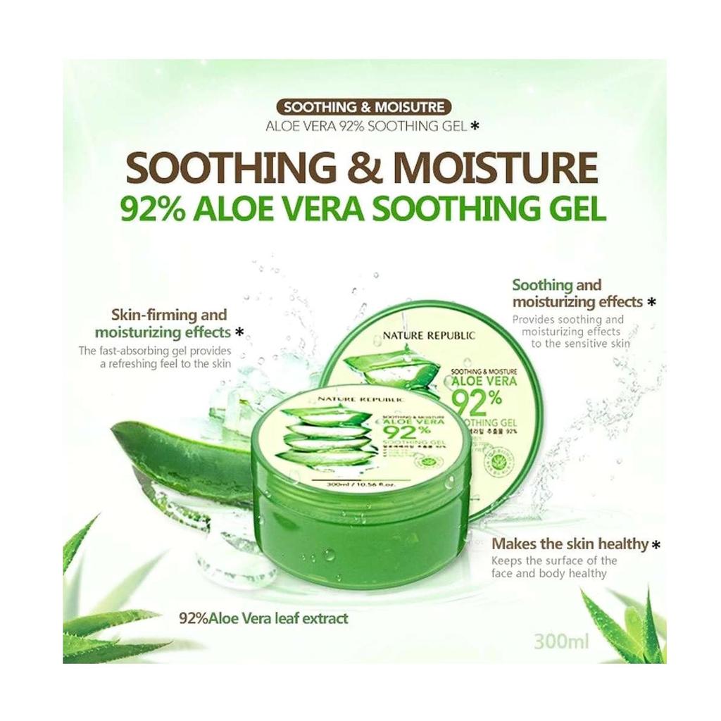 Nature Republic Neues beruhigendes und feuchtigkeitsspendendes Aloe Vera 92% Gel 300ml