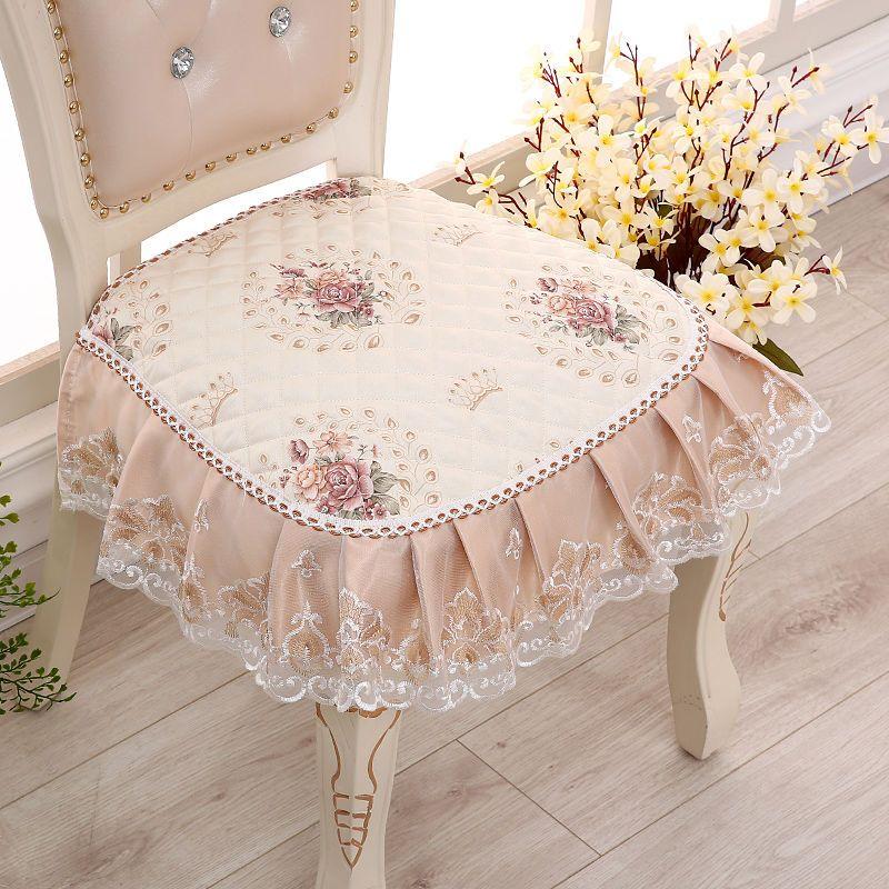 Dining Chair Cushion European Printed Seat Cushions with Lace Quality Four Seasons Stool Seat Mat Non-slip Buttocks Pad