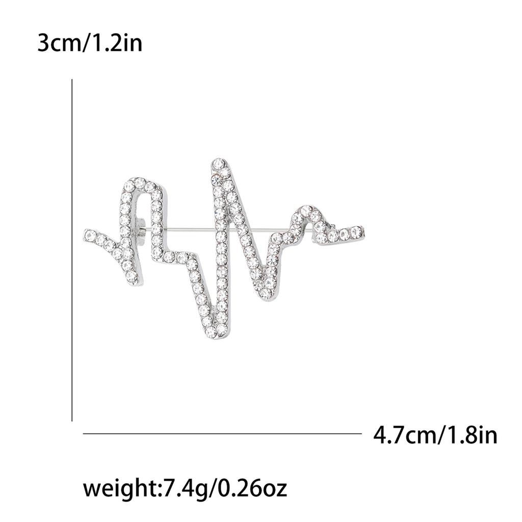 Simple High-End Sense Rhinestone Electrocardiogram Brooch Fashionable Versatile Suit With Jewelry Corsage