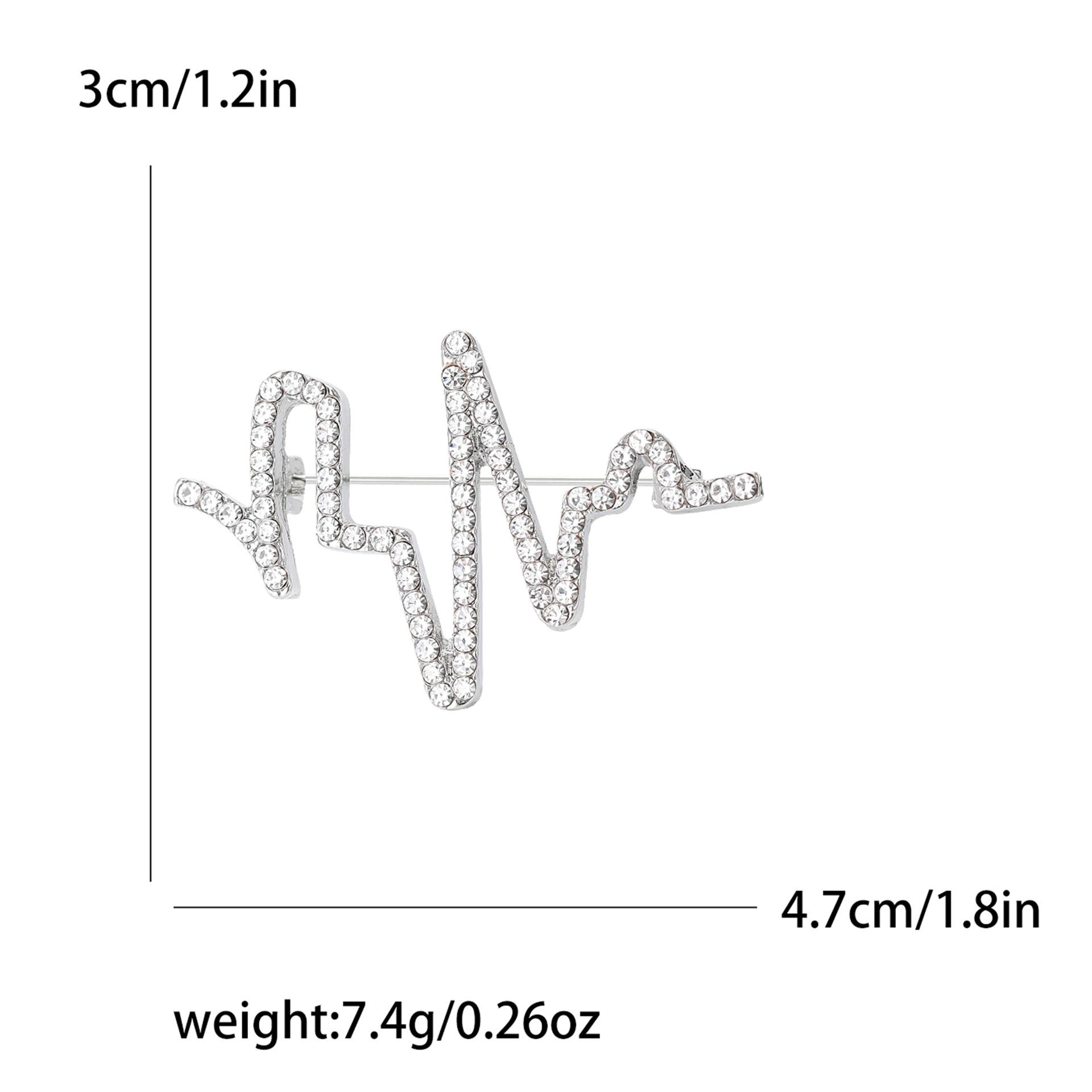 

Простая брошь в виде электрокардиограммы со стразами высокого класса Sense, модный универсальный костюм с ювелирным корсажем