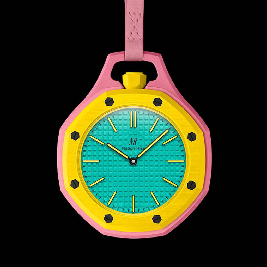 Moderne Taschenuhr Analoges Uhrwerk ABS-Gehäuse Gummiarmband Unisex 3D-gedrucktes Zifferblatt Leuchtend Polygonale Form 10m Wasserdicht