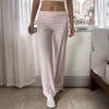 Women's Autumn and Winter Casual Vacation Solid Color Straight Trousers High Waist Elastic Pants