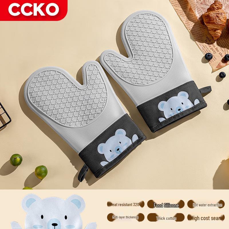 CCKO Double-Layer Heat Resistant Silicone Baking Gloves