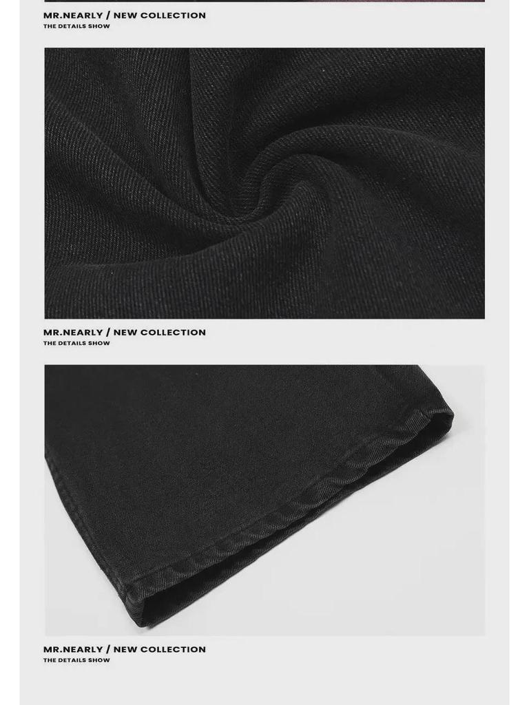 Women's 2024 Black & Gray High-Waist Wide-Leg Jeans - Loose, Slim, Straight, Floor-Length Style