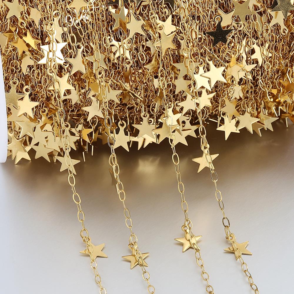 2Meters 1Meter Stainless Steel Hollowout Star Link Chain Dangle Charm Chains for Necklace Anklet Jewelry Making DIY Waterproof