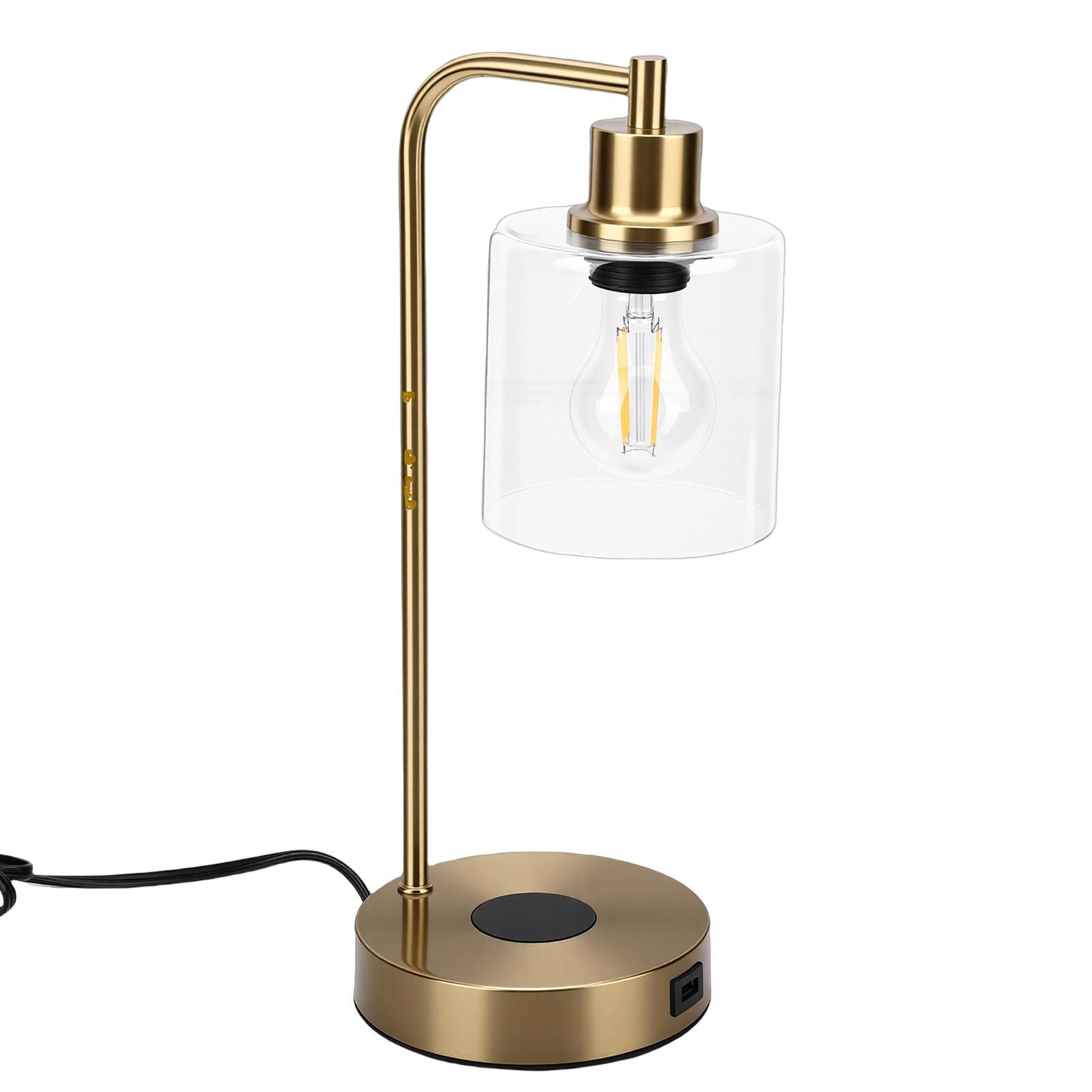 

Industrial Table Lamp with Wireless r USB Port Touch Control 3 s Brightness Bedside Lamp for Bedroom Guest Room