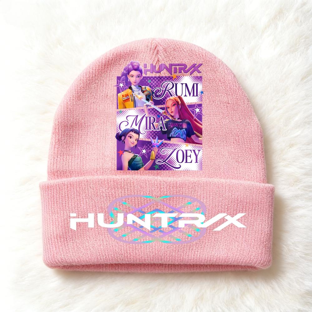 Berretto lavorato a maglia per bambini con stampa Anime Kpop Demon Hunters, Filato di lana, Stagione autunnale, Stagione fredda, Cappello alla moda per bambini, Copricapo, Abbigliamento