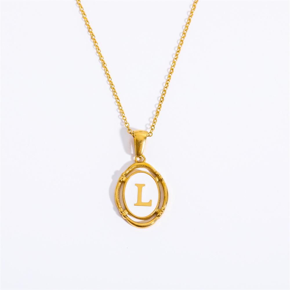 Color Retention 26 Letter Pendant Oval Necklace Necklace 26 Letter Electroplated Real Gold