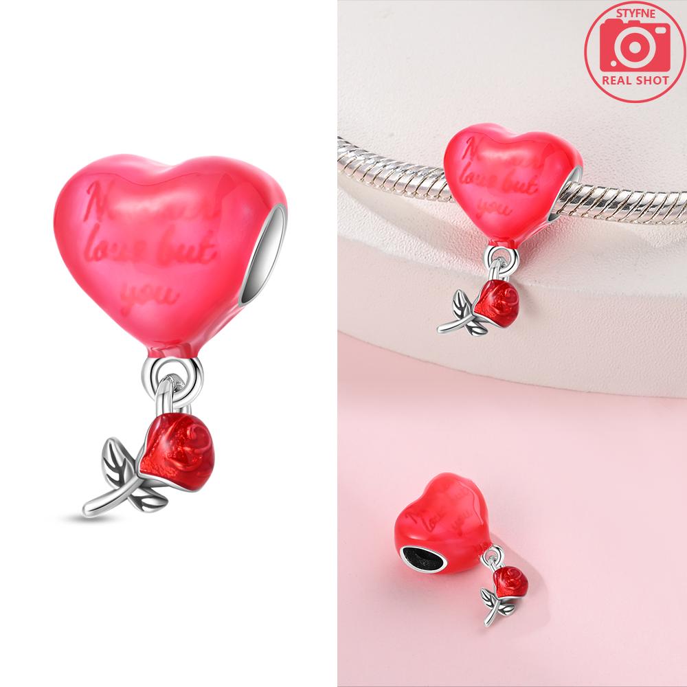 Anniversary Sweet Copper Heart-Shaped Round Love Beads Charms Fit Diy Original Bracelet For Women Diy Fine Jewelry Making
