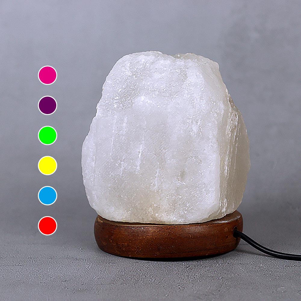 Himalayan Salt Lamp USB with Colorful LED & Warm Yellow Night Light