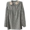 Female Spring and Fall Loose Long-sleeved Literary Shirt Floral Lace Edge Blouse