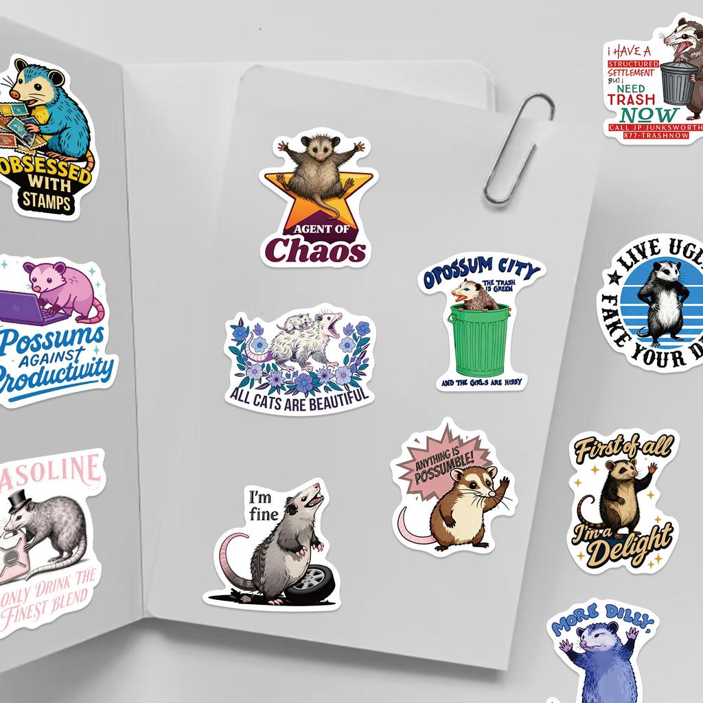 50pcs Cartoon Funny Possum Graffiti Sticker DIY Water Cup Stationery Laptop Scrapbook Luggage Decal