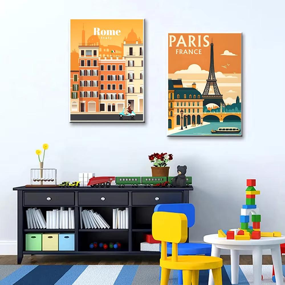 Urban Architecture Diamond Painting Decoration Diy Full Drill Santorini Madrid Rome Mosaic Inlay Cross Embroidery Set Gift