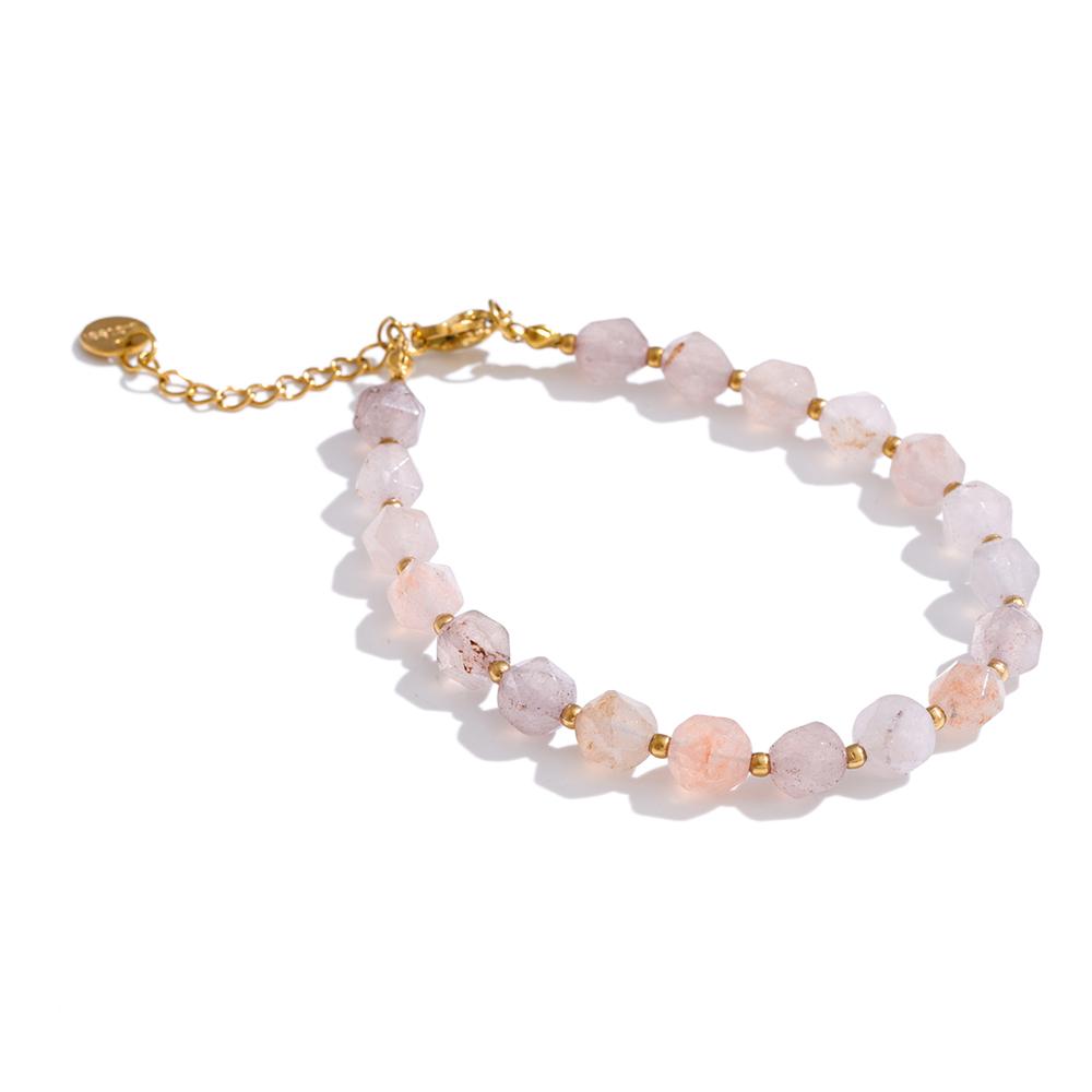 

Yhpup Multi-Color Natural Stone Beads Chain Necklace Bracelet Bangle Waterproof Summer Trendy Jewelry Accessories