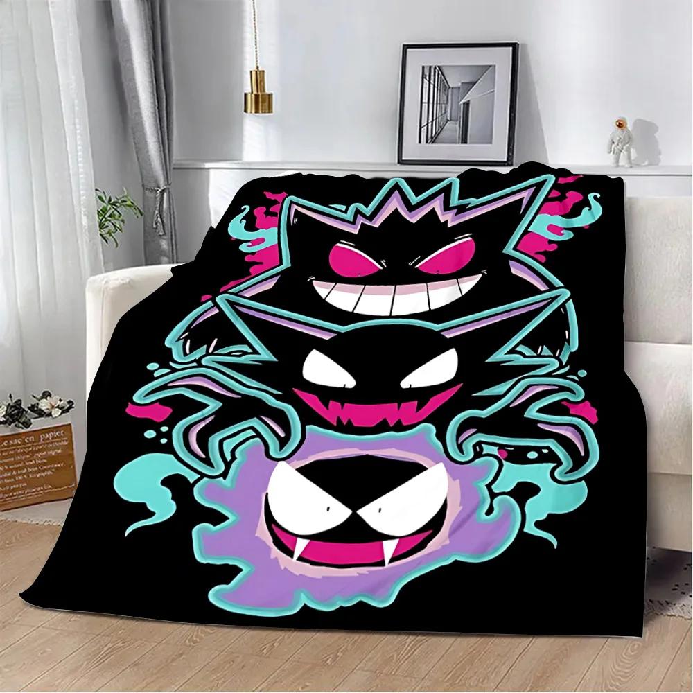 Anime Pokemon Gengar HD Cartoon Printed Blanket Picnic Blankets Warm Blanket Soft and Comfortable Blanket Home Travel Birthday