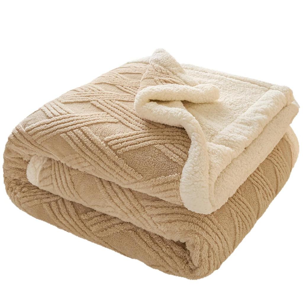 Gemütliche doppellagige Flanell- und Lammwoll-Decke für den Winter - Ideal für Sofa, Nickerchen oder Klimaanlagen-Nutzung