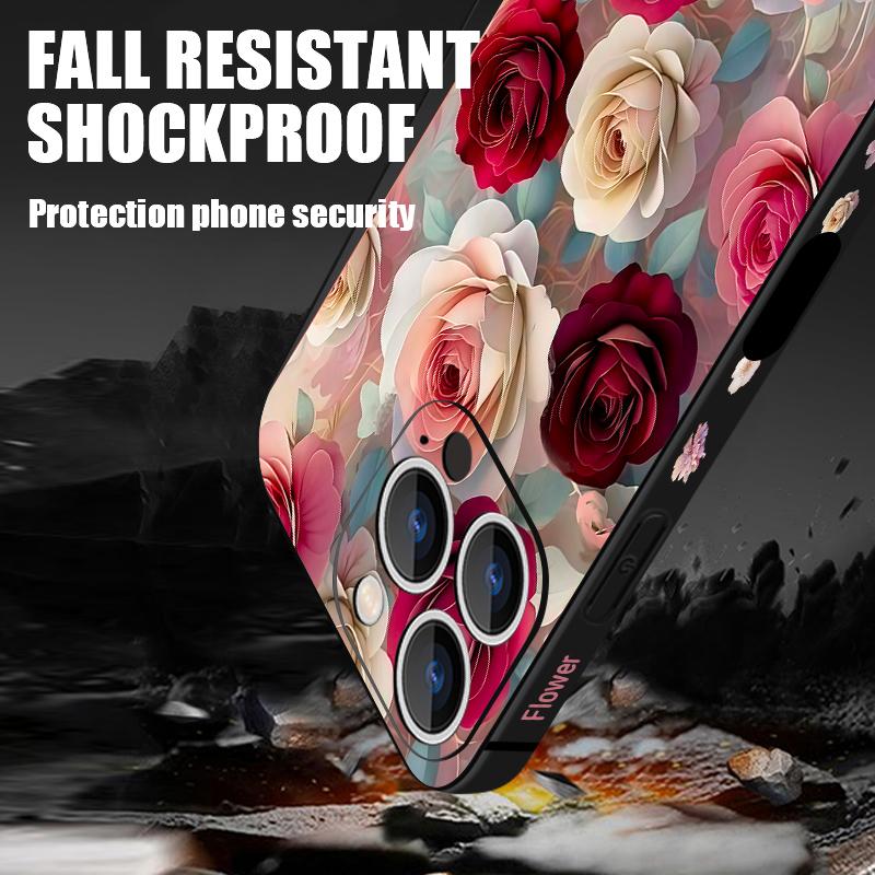 Oil Painting Rose Flowers Lanyard Case For iPhone 17 Pro Max Soft Silicone Cover For iPhone 16 Pro Max Funda iPhone 15 14 13 12 11 16E
