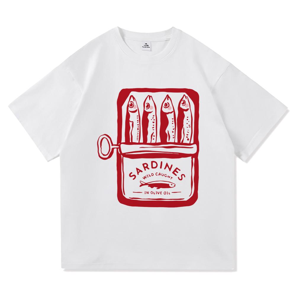 Sardine TShirt Fashion Men/women Clothing Retro Harajuku High Quality Clothes Sea Ocean Fisherman Tops Vintage Cotton TShirts