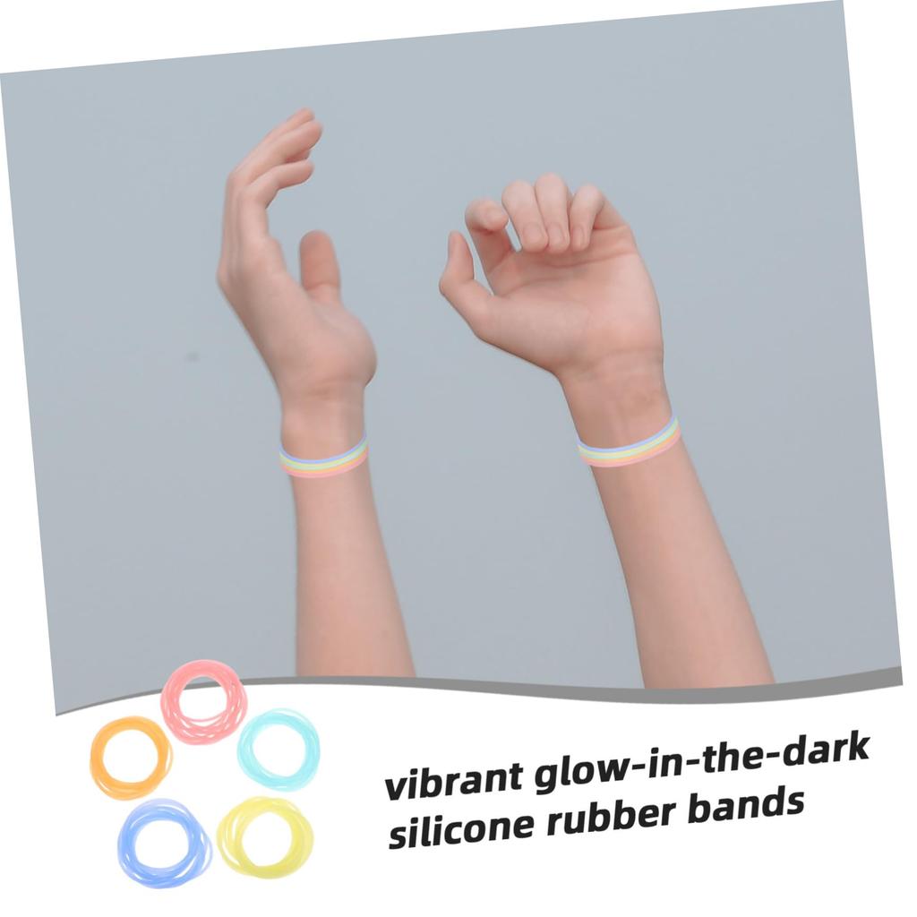 Healifty Silicone Jelly Bracelets, Elastic Hair Ties, Durable, Solid Color, Waterproof, Soft, for Parties and Sports, Pack of 50