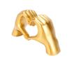 Gold Heart Hand Sculpture Handcrafted Modern Small Resin Heart Finger Statue for Office Home Decor Gold Small Size