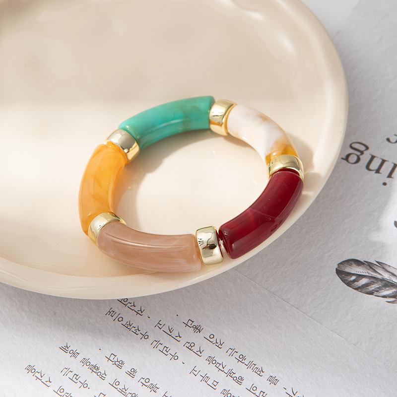Vintage Multicolor Bamboo Joint Shaped Elastic Bracelets for Women Fashion Simple Handmade Personality Bracelets Female Jewelry