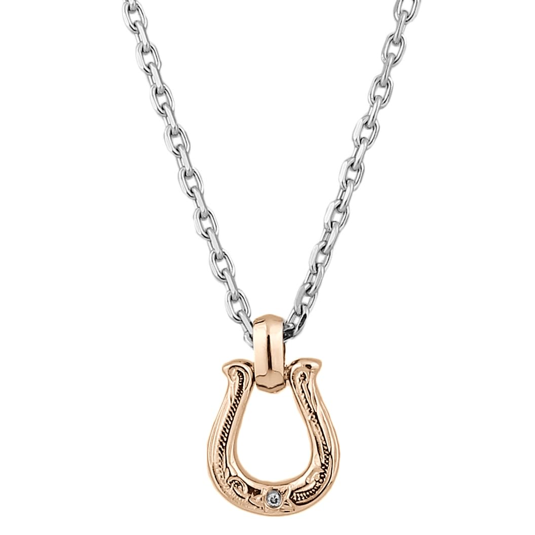 

[Sepia] Special Edition Hawaiian Horseshoe Natural Diamond Stainless Steel Necklace (Pink Gold) for Women, Suitable for Allergy-Friendly