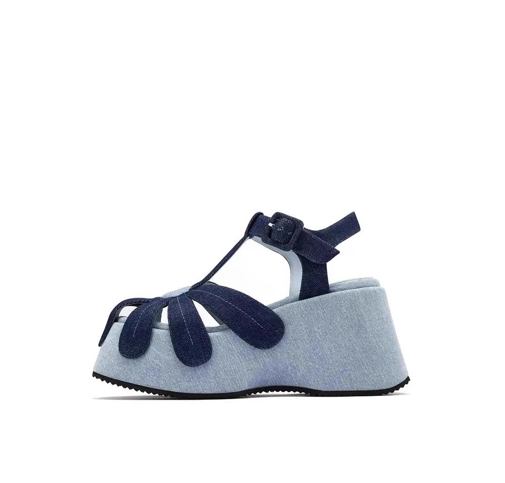 

Женские сандалии-платформы в ковбойском стиле, дизайнерская мода, подошва-маффин, металлическая пряжка, римские туфли 2025, женская обувь на высоком каблуке и толстой подошве 40