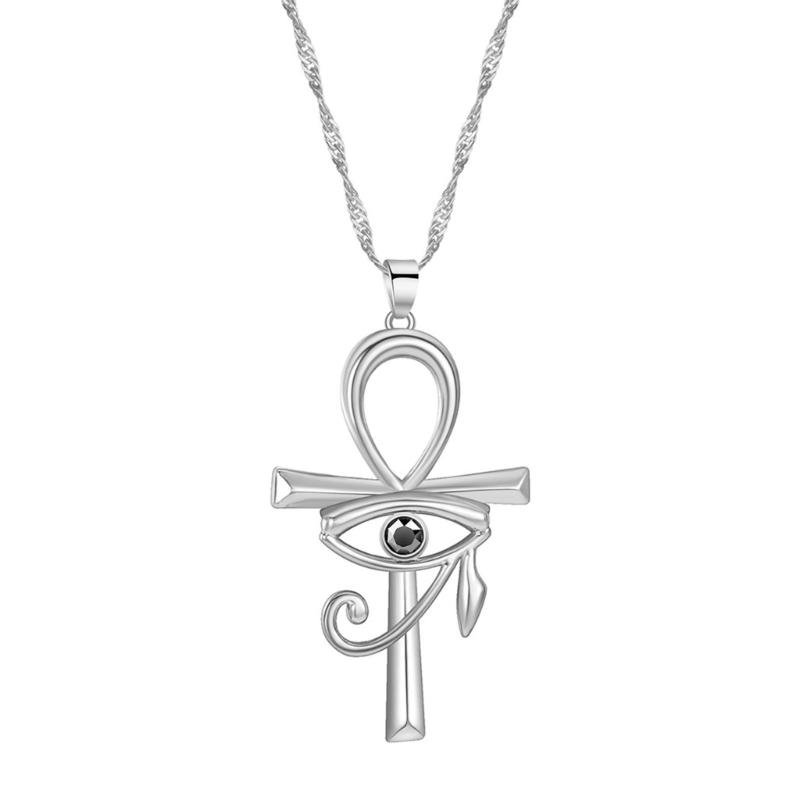 Goldenes Auge des Horus Anhänger Halskette Kreuz-Schutz Schlüsselbeinkette Ägyptischer Schmuck Geschenke für Frauen Mutter Weihnachten white