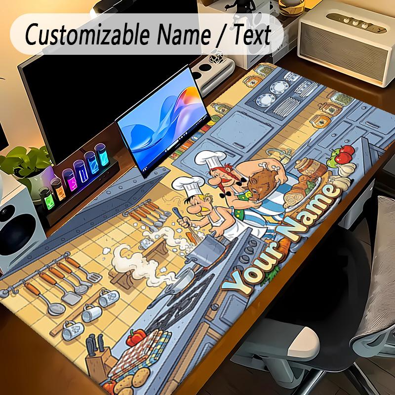 Large Mouse PadAsterix & Obelix Custom Name Text Personalized Desk Mat Non Slip Gaming Pad