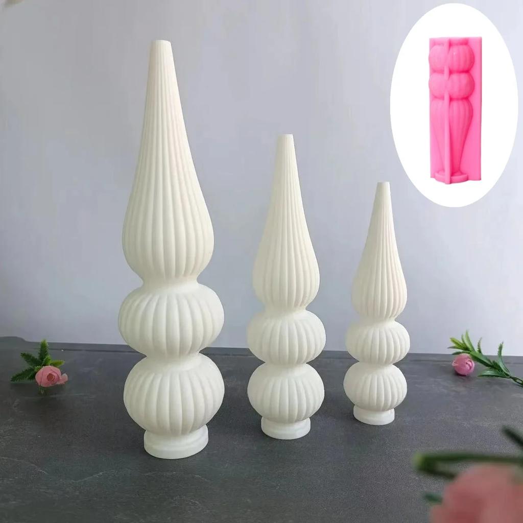 DIY Vase shaped Candle Silicone Mold Geometric Stripe Roman Cylinder Candle Mould Stripe Christmas Tree Cylinder Gypsum Molds