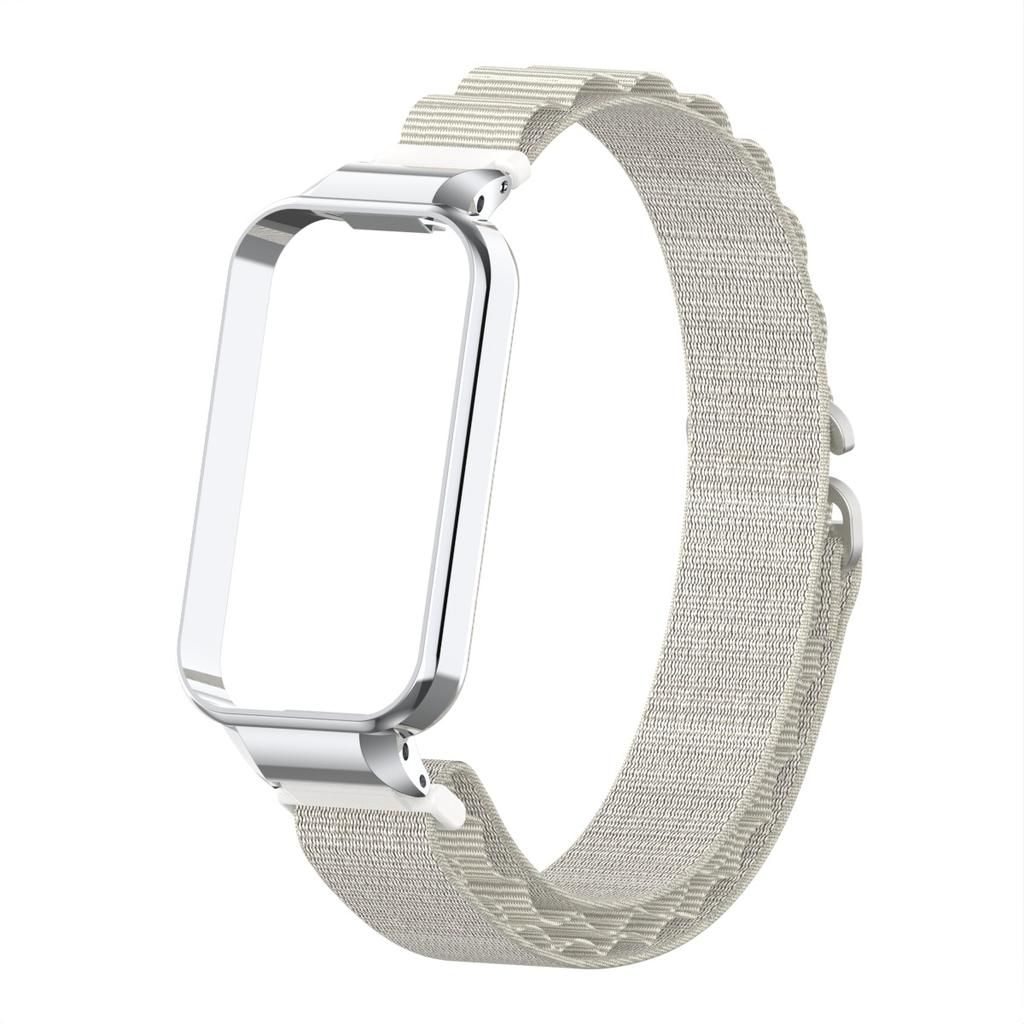 2in1 Set Nylon Loop Strap and Metal Watch Case Suit For Redmi Watch Band3 Band2/Xiaomi Mi band 9 Active/8 Active Alpine Loop Wave Strap and Watch Case