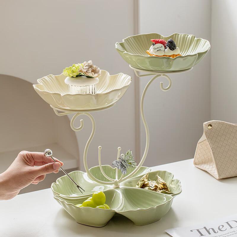 Naijiang Multi-Layer Floral Ceramic Snack and Fruit Plate