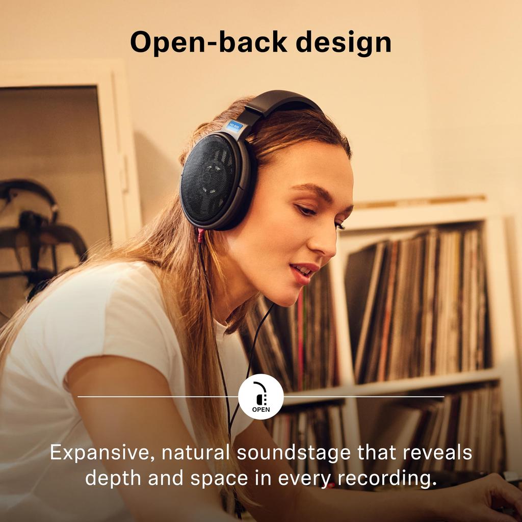 Sennheiser HD 600 Wired Headphones dynamic wired headphones for featuring a wide soundstage and high ideal for music with a metal mesh black –