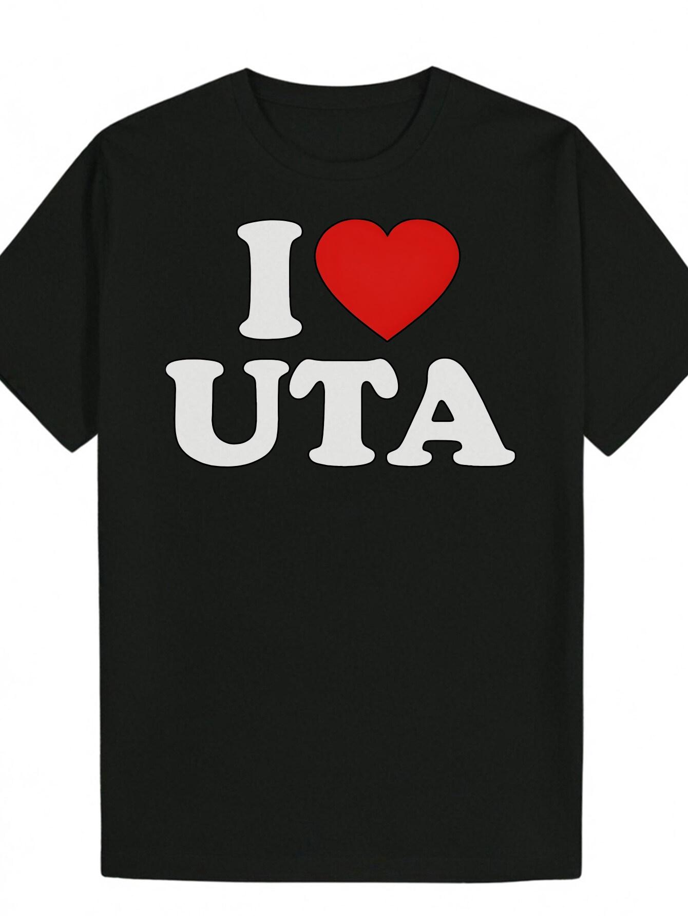 Round Neck Polyester Letter T-shirt XL