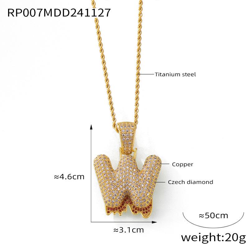 Elegant European-Style Necklace: Women's 26-Letter Diamond-Inlaid Copper Pendant on Titanium Steel Clavicle Chain