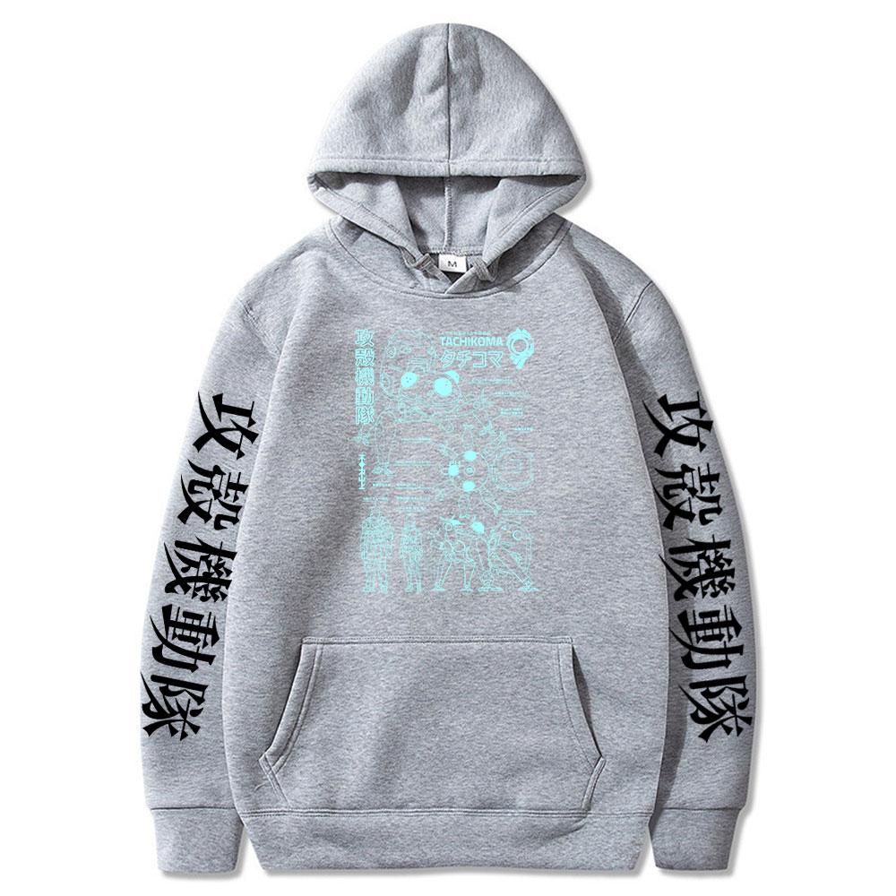 Japan Anime Ghost In the Shell tisk Pánské mikiny s kapucí mikiny Harajuku Kusanagi Motoko Neformální Oversized Streetwear