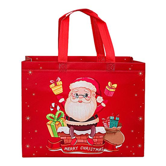 Christmas Gift Bags Large Reusable Tote Bag with Handles Non-Woven Christmas Grocery Shopping Bag for Holiday Xmas Party Supplies