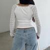 Trendy Spicy Girl Sheer Long-Sleeve Lace Patchwork T-Shirt