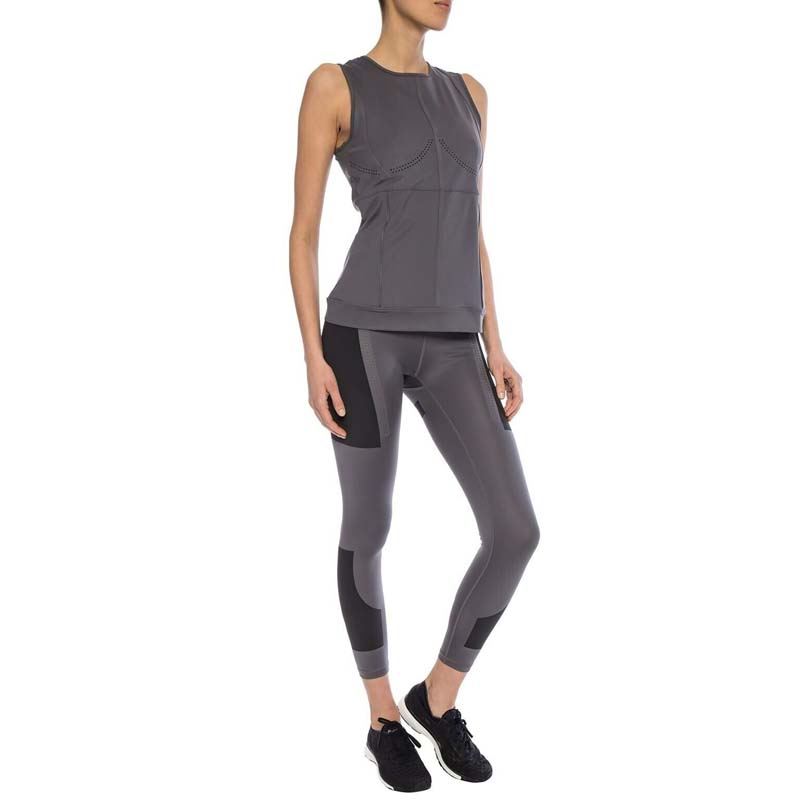 Adidas Color Block Elastic Waist Breathable Quick Dry Tight Sports Long Pants Unisex Bottoms Black Gray DW9575